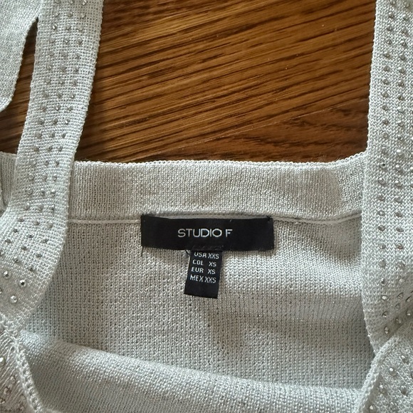 Studio White Rinestone Textured Tank Top - Picture 2 of 3